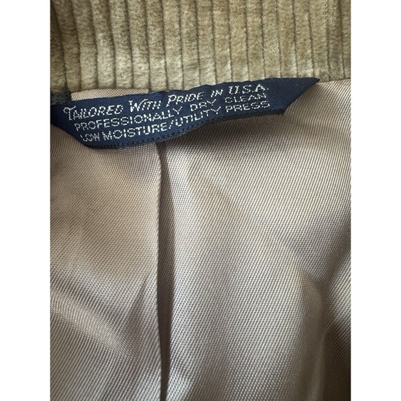 VINTAGE Lands End Mens 40L Tan Corduroy Blazer Sport Coat Jacket Elbow Patches - Picture 10 of 12
